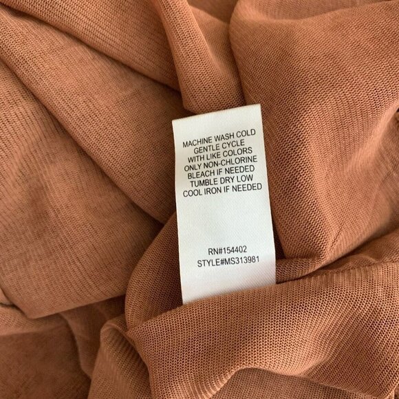 Cactus + Pearl Blouse Women's Rust Brown Large Cowl Neck Lace Overlay NWT - Picture 10 of 10